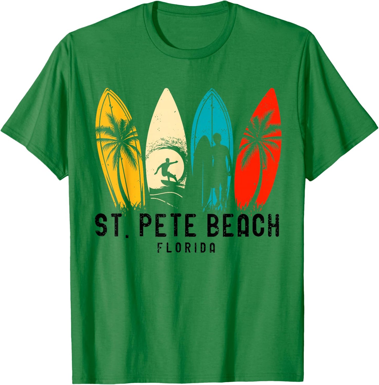 Vintage St Pete Beach Florida Surfboarder T-Shirt - T-Shirt | Irish Green