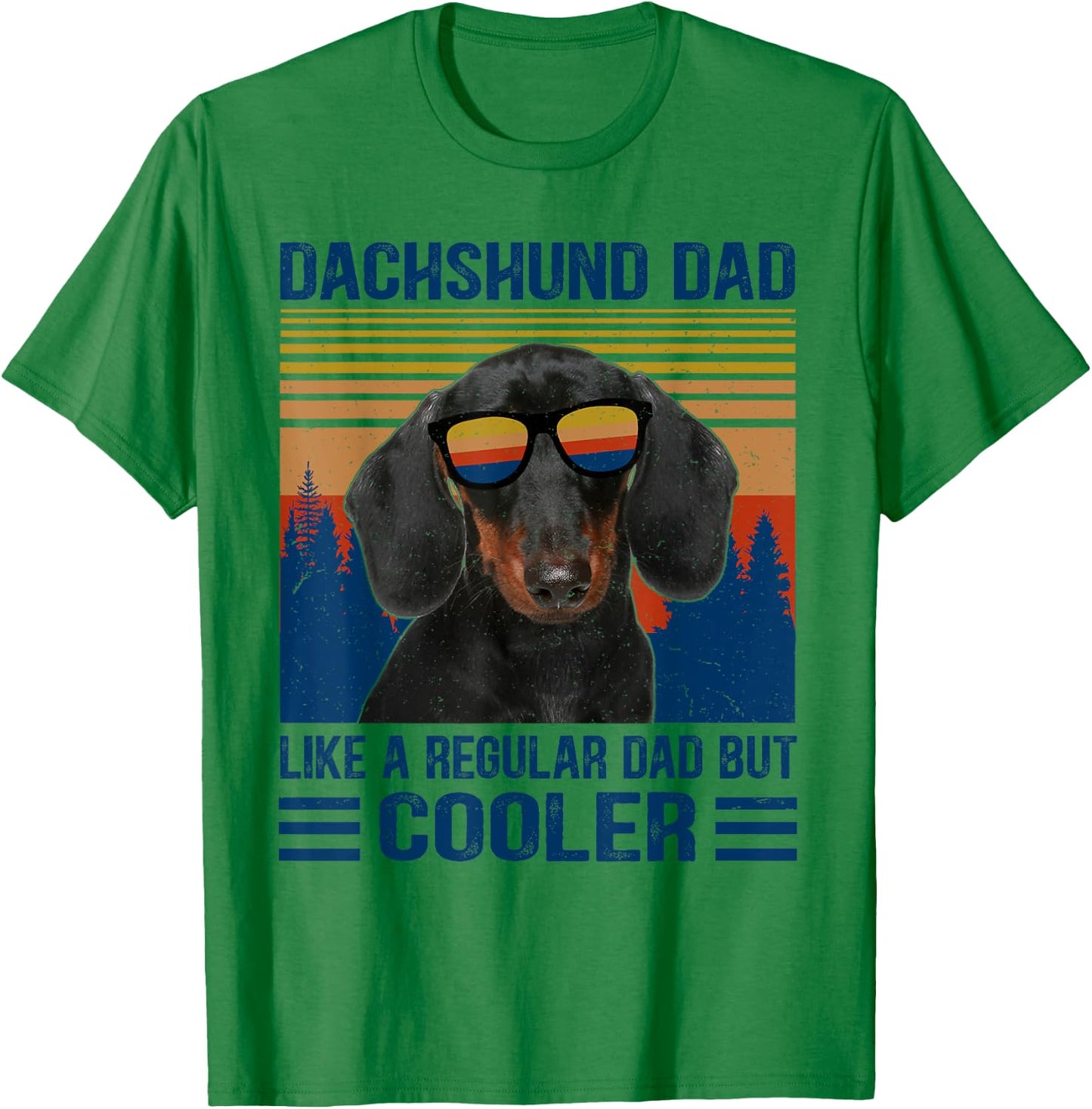 Vintage Dachshund Dad Like A Regular Dad But Cooler Funny T-Shirt - T-Shirt | Irish Green