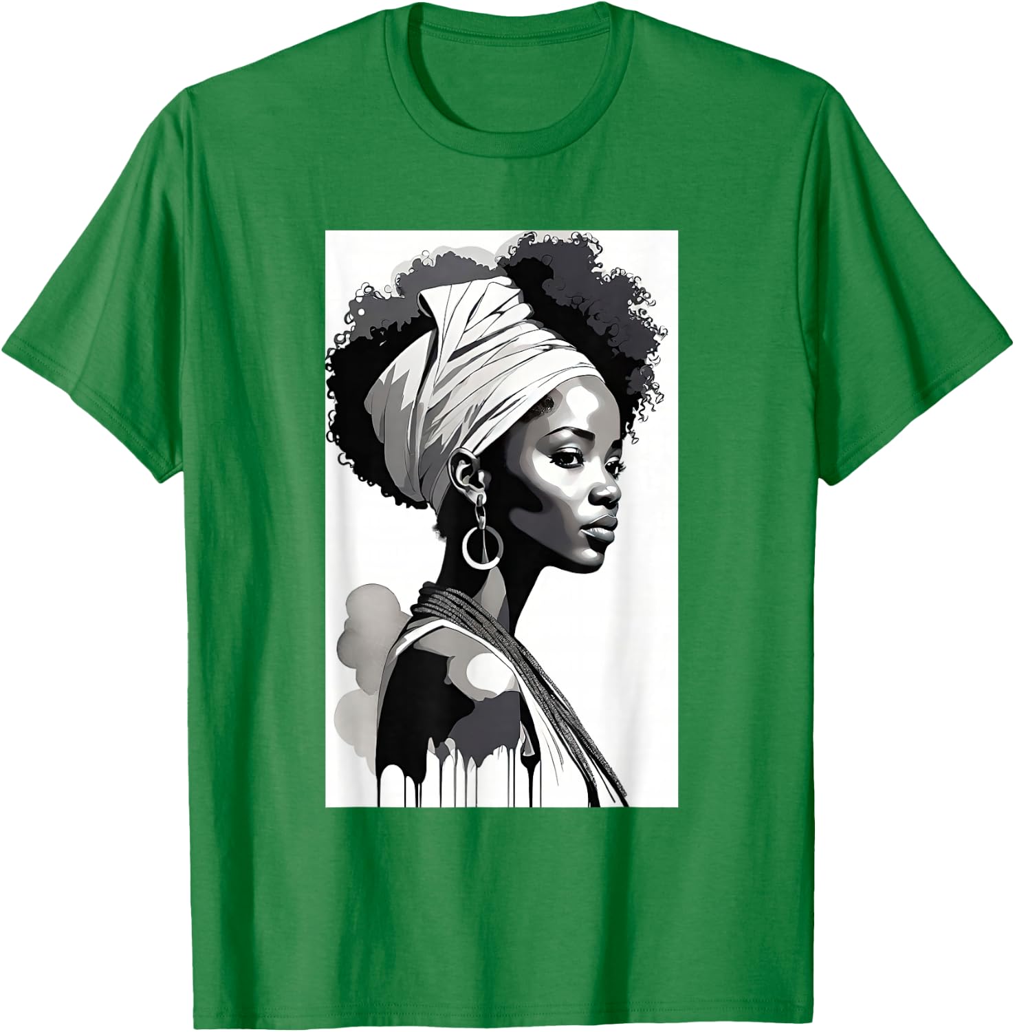 Afro Women Artwork African Women Graphic T-Shirt - T-Shirt | Irish Green