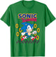 Sonic The Hedgehog Cute Run Through Golden Rings Retro T-Shirt - T-Shirt | Irish Green