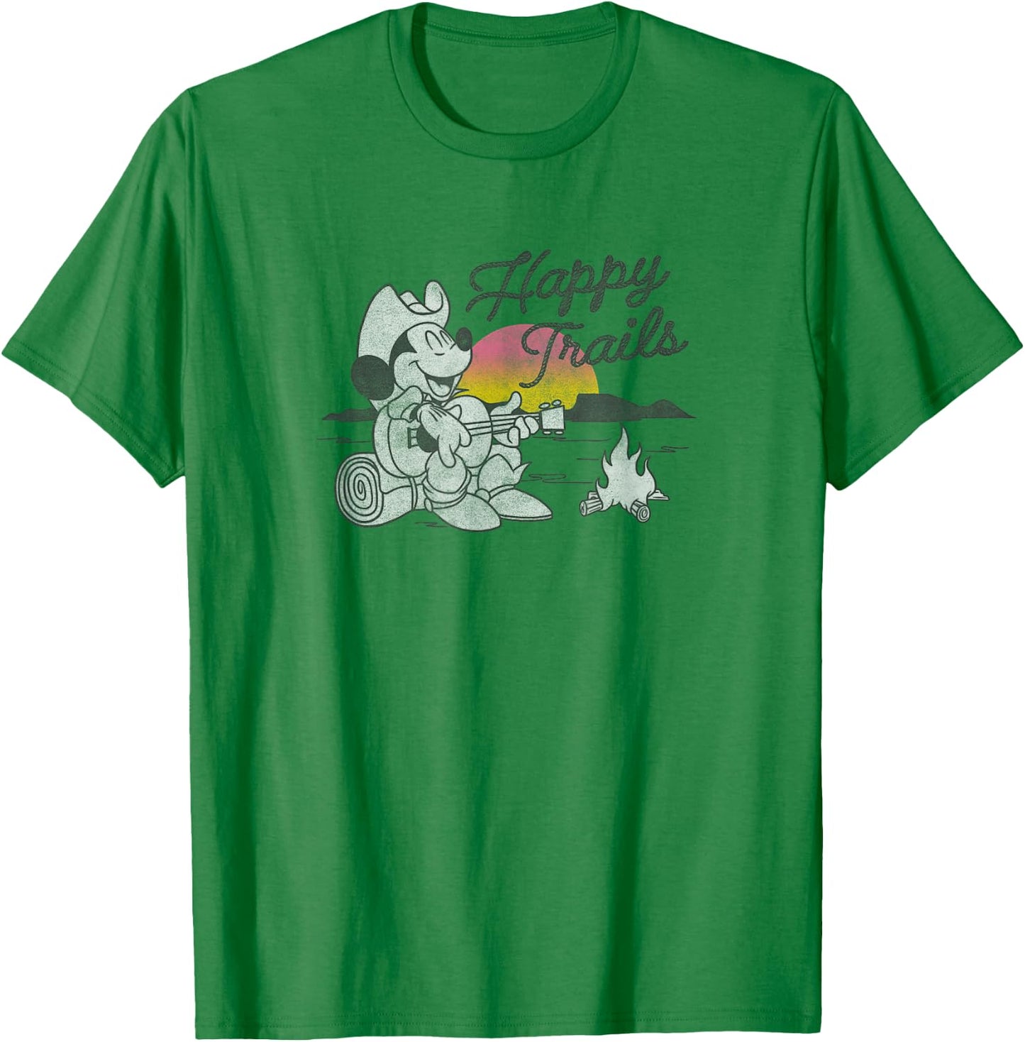 Disney Mickey Happy Trails Color Pop Sunset Camping T-Shirt - T-Shirt | Irish Green