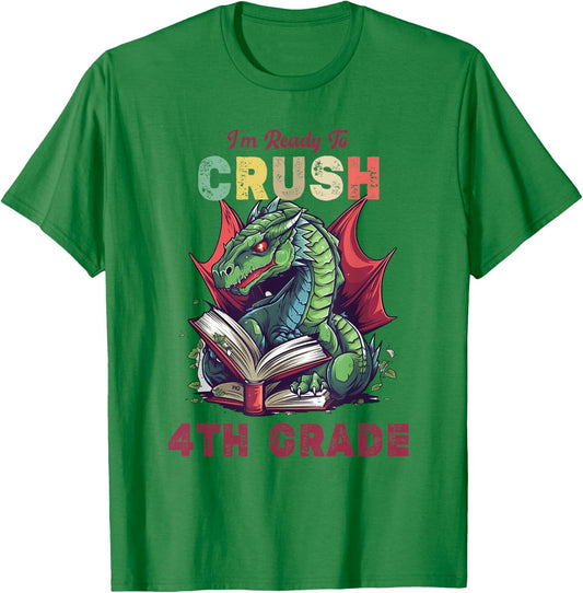 I'm Ready To Crush 4th Grade Dragon Back To School Kids T-Shirt - T-Shirt | Irish Green