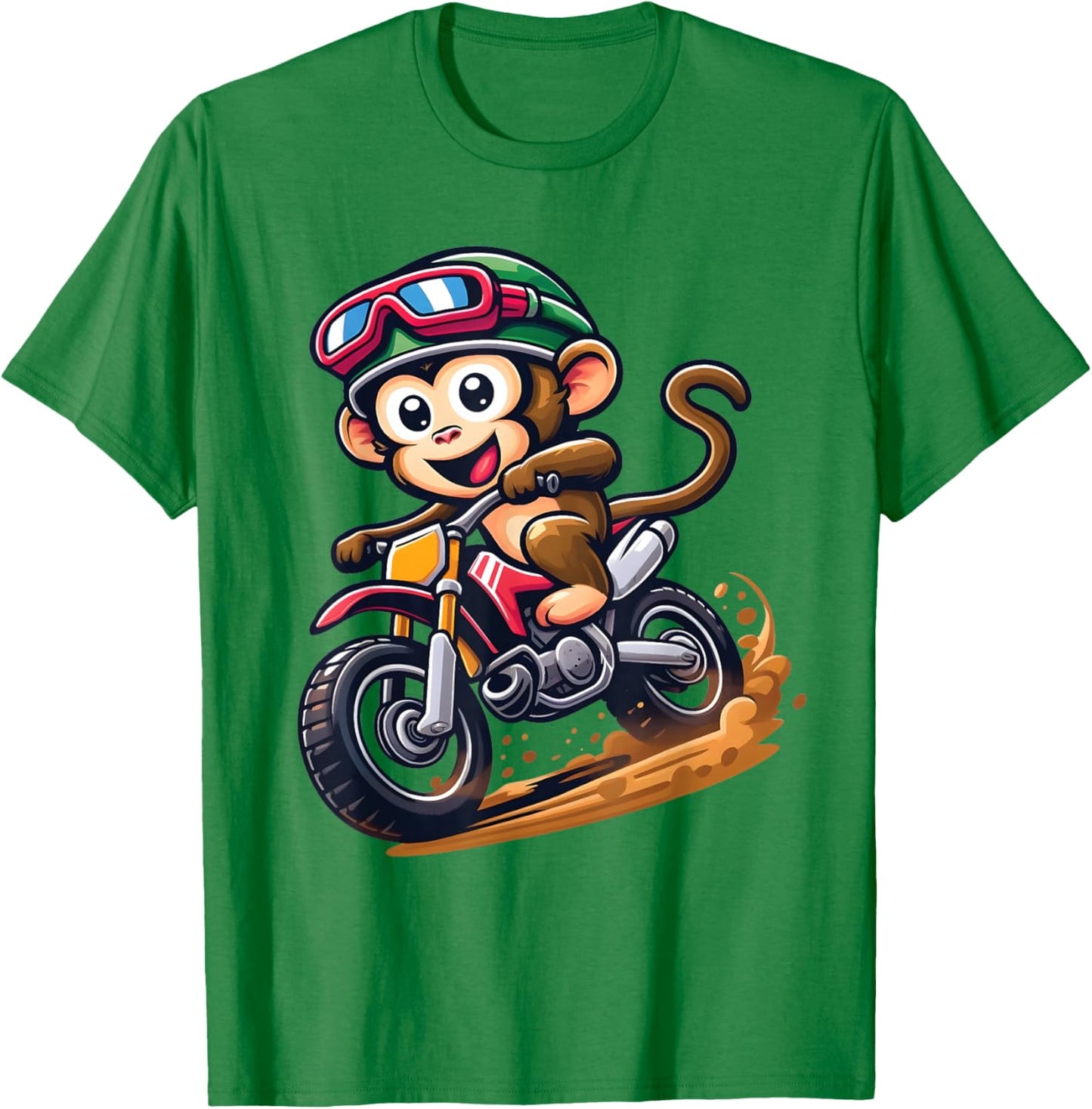Cute Monkey Riding Dirt Bike Motocross Kids Boys Dirtbike T-Shirt - T-Shirt | Irish Green