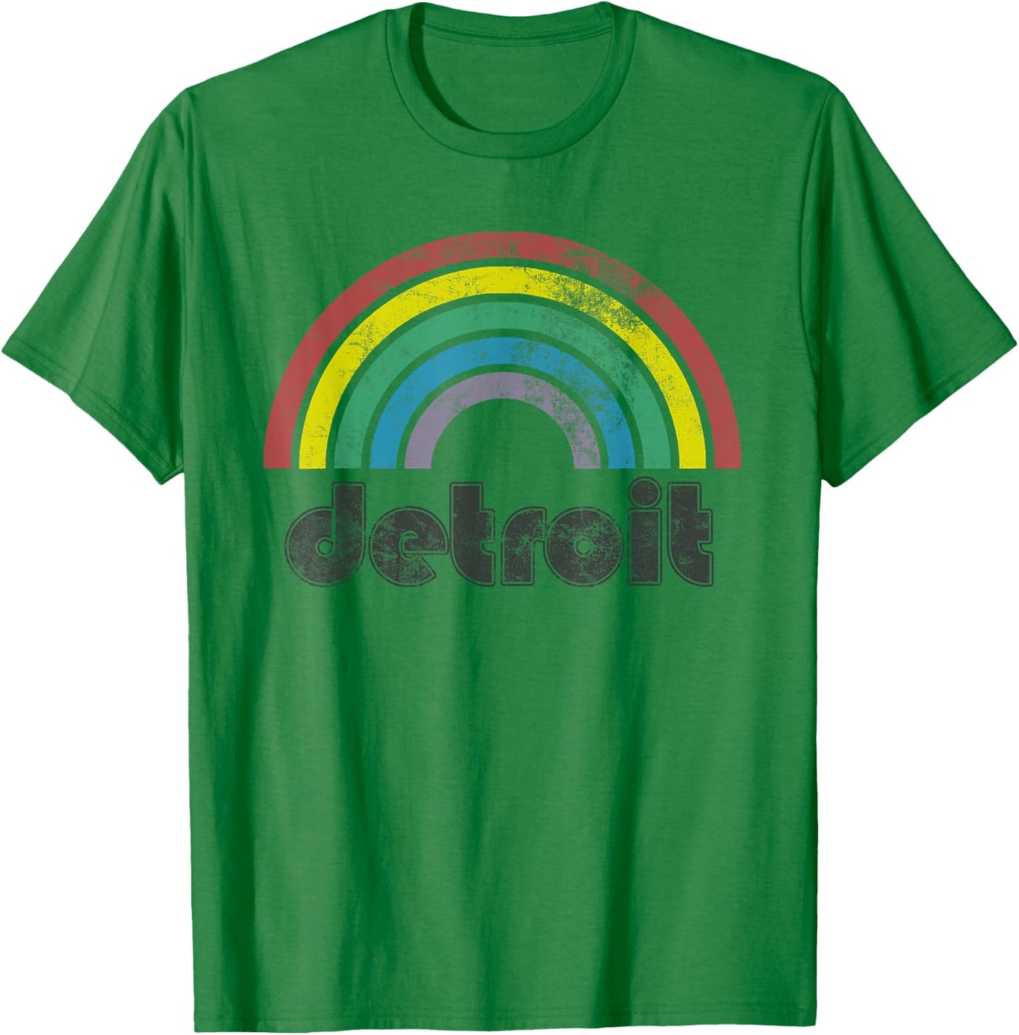 Detroit Rainbow 70's 80's Style Retro Men Women T-Shirt - T-Shirt | Irish Green
