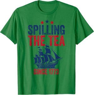 4th Of July Spilling The Tea Since 1773 Fourth of July Men T-Shirt - T-Shirt | Irish Green