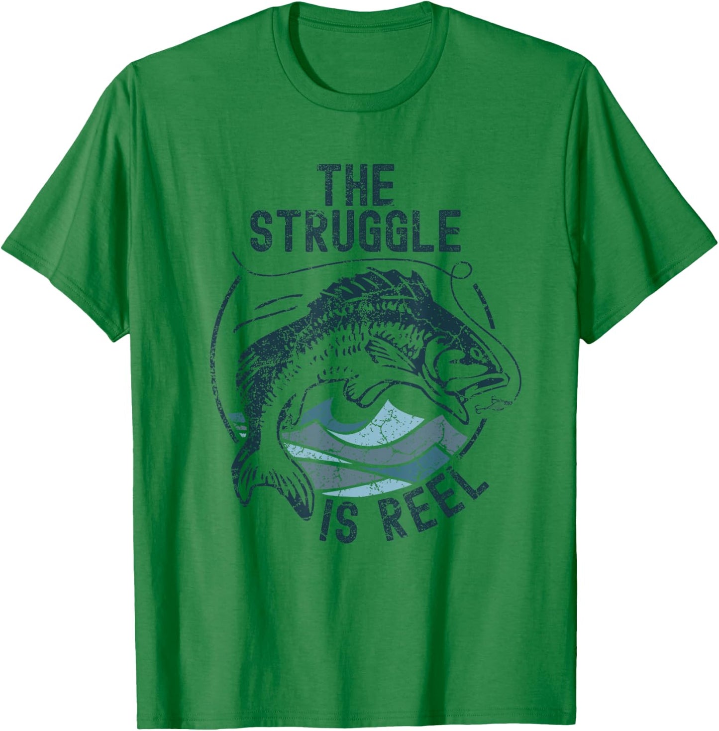Funny Fishing The Struggle is Reel Fisherman Bass Fish Gift T-Shirt - T-Shirt | Irish Green