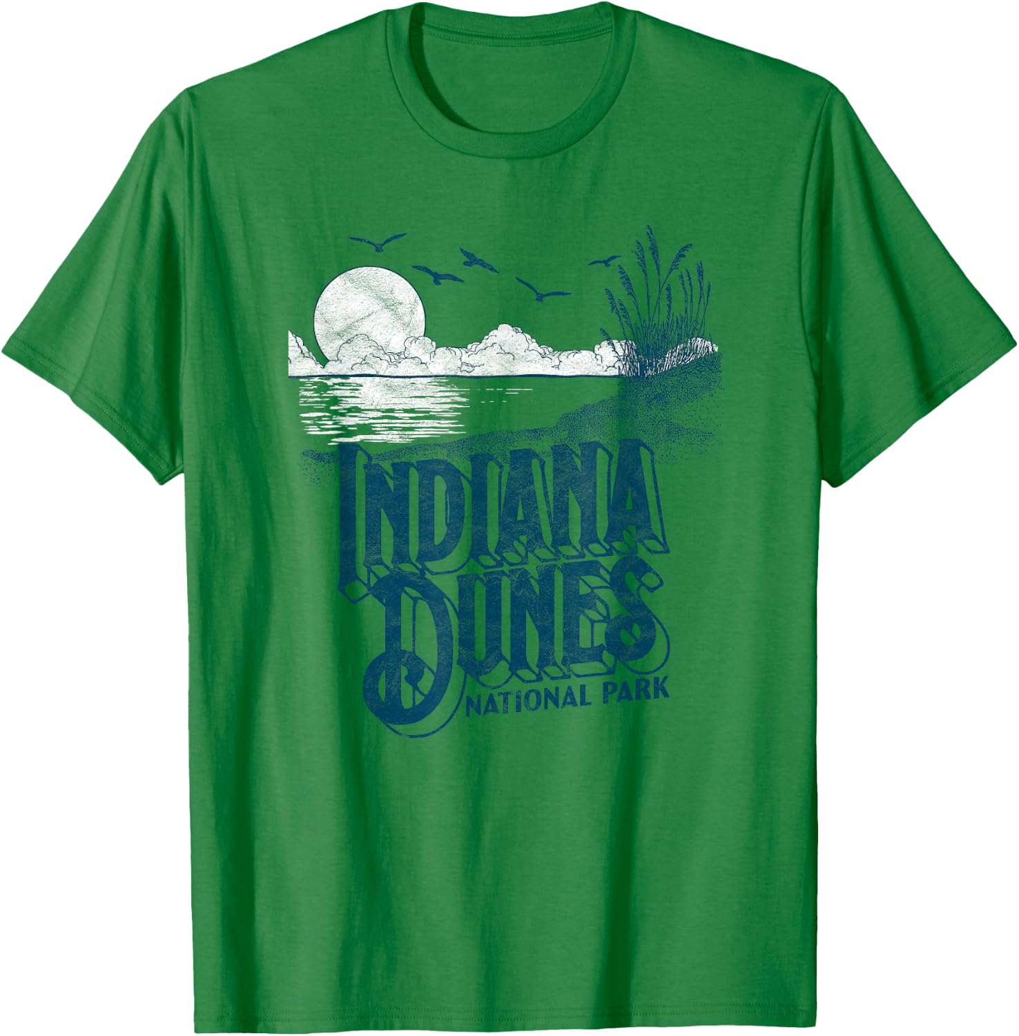 Vintage Indiana Dunes National Park Retro 80's Minimalist T-Shirt - T-Shirt | Irish Green