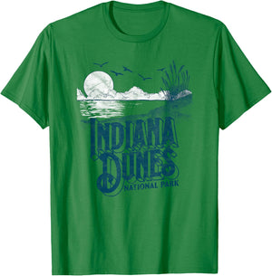 Vintage Indiana Dunes National Park Retro 80's Minimalist T-Shirt - T-Shirt | Irish Green
