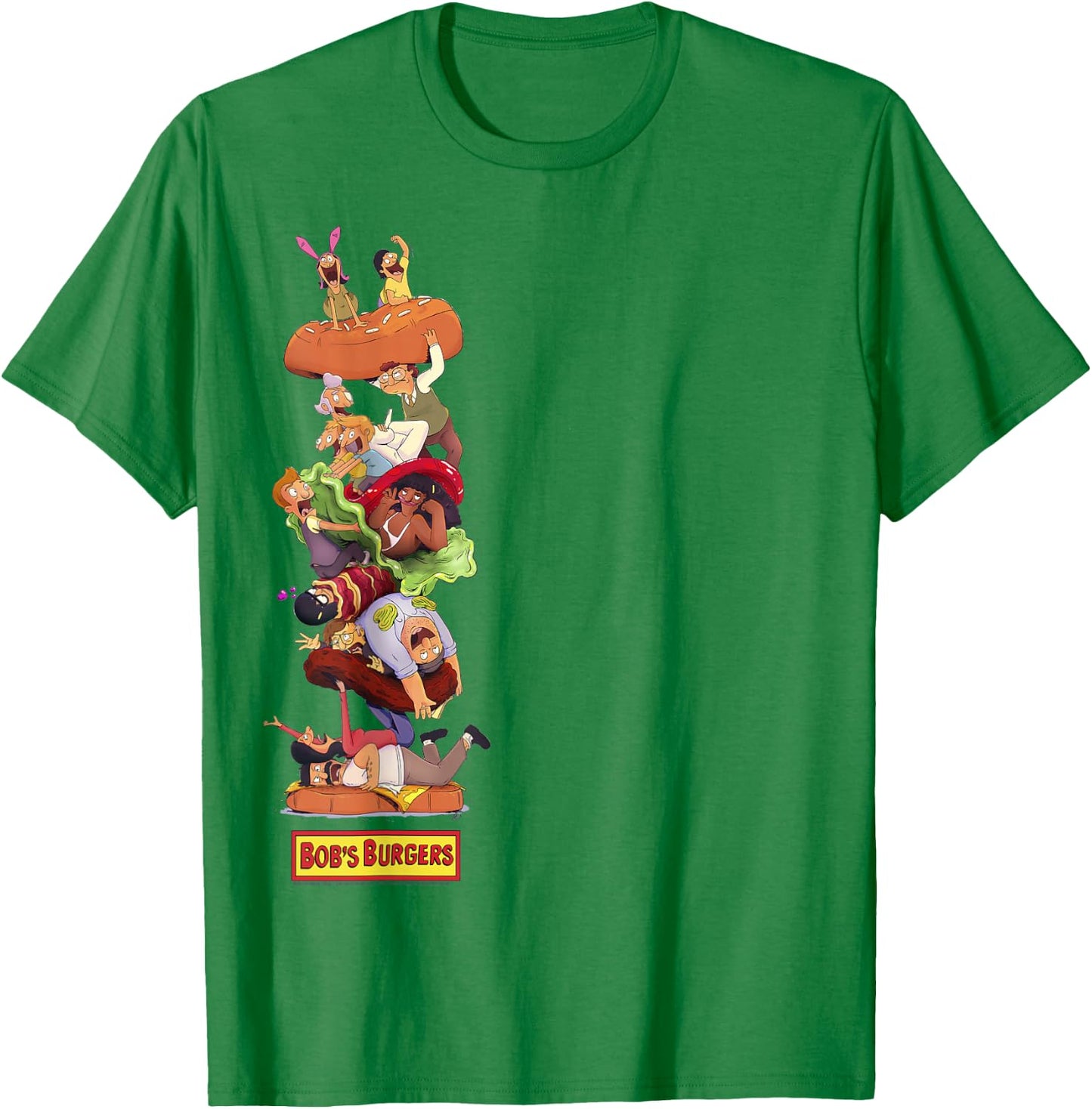 Bob's Burgers Group Shot Burger Stack T-Shirt - T-Shirt | Irish Green
