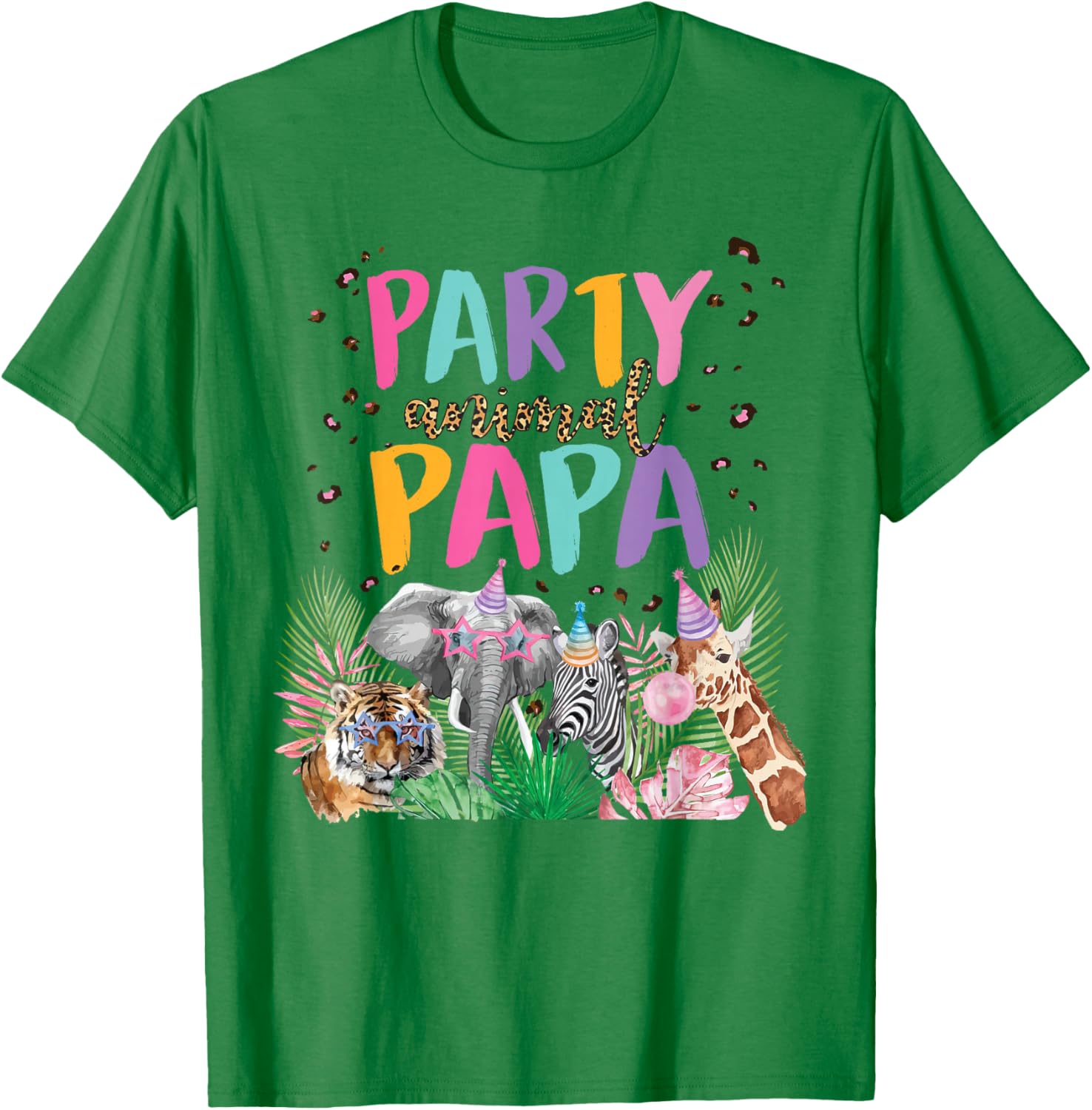 Papa Of The Birthday Boy Girl Zoo Theme Animal Party T-Shirt - T-Shirt | Irish Green