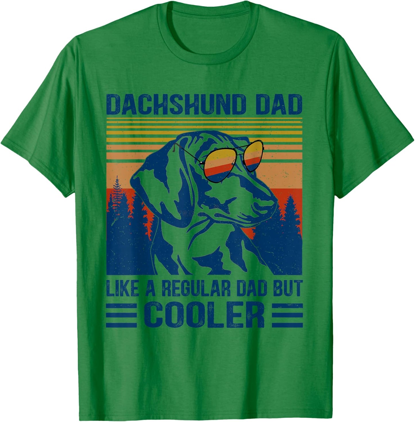 Vintage Dachshund Dad Like A Regular Dad But Cooler Funny T-Shirt - T-Shirt | Irish Green