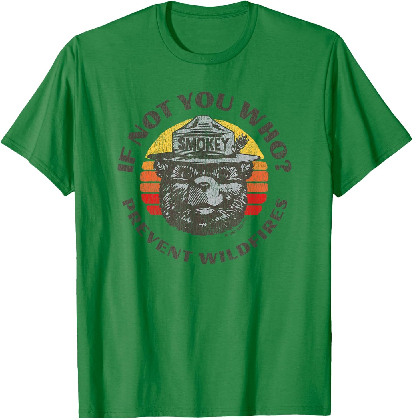 If Not You Who? Vintage Smokey Bear 80s Sunset T-Shirt - T-Shirt | Irish Green