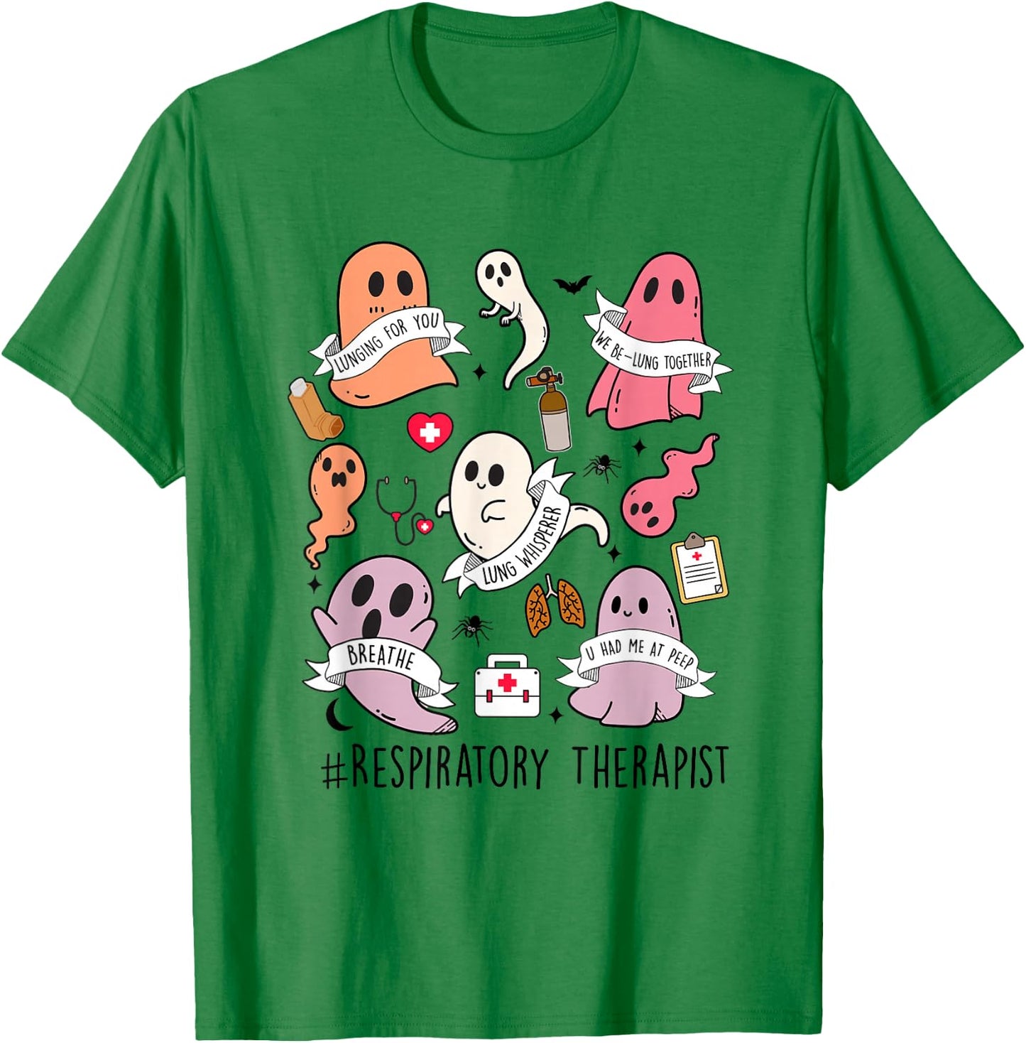 Respiratory Therapist Halloween ghost RT Respiratory Therapy T-Shirt - T-Shirt | Irish Green