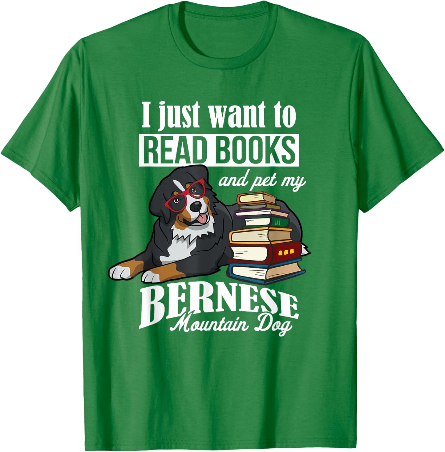 Retro Vintage Read Books Bernese Mountain Dog Lover T-Shirt - T-Shirt | Irish Green