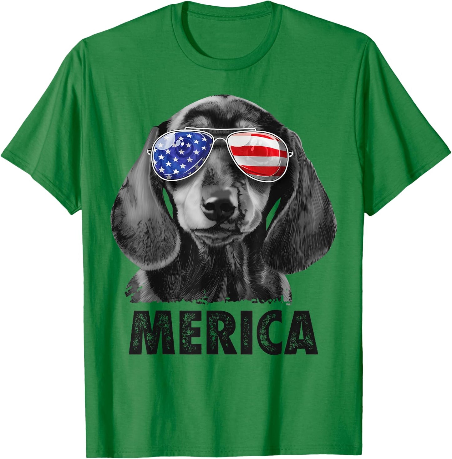 Dachshund 4th of July Merica Men American Flag Sunglasses T-Shirt - T-Shirt | Irish Green