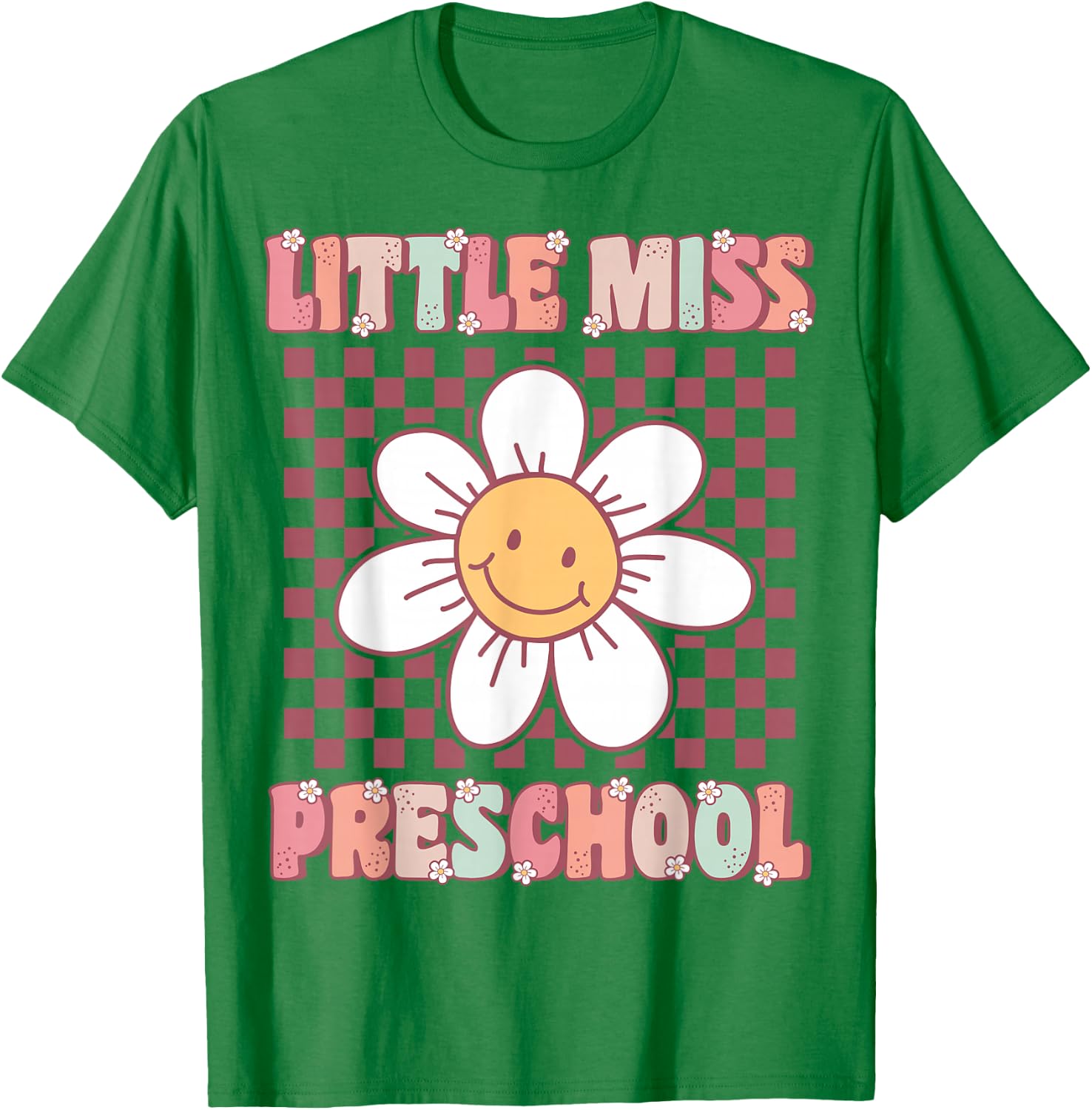 Little Miss Preschool Retro Cute Groovy First Day of Pre-K T-Shirt - T-Shirt | Irish Green