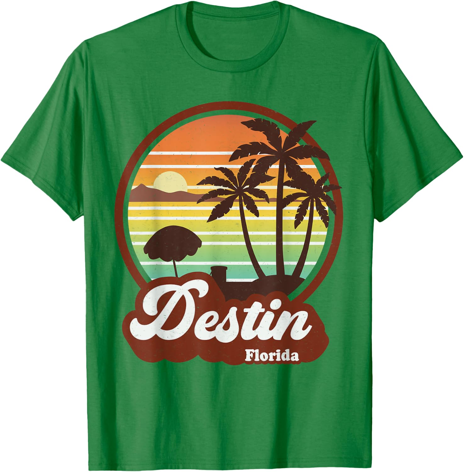 Vintage Destin Florida FL 80s Beach Souvenir Palm Tree Women Girls Kids T-Shirt - T-Shirt | Irish Green
