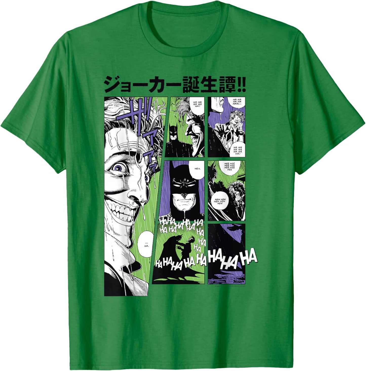 DC Comics Batman The Joker Kanji Comic Panels T-Shirt - T-Shirt | Irish Green