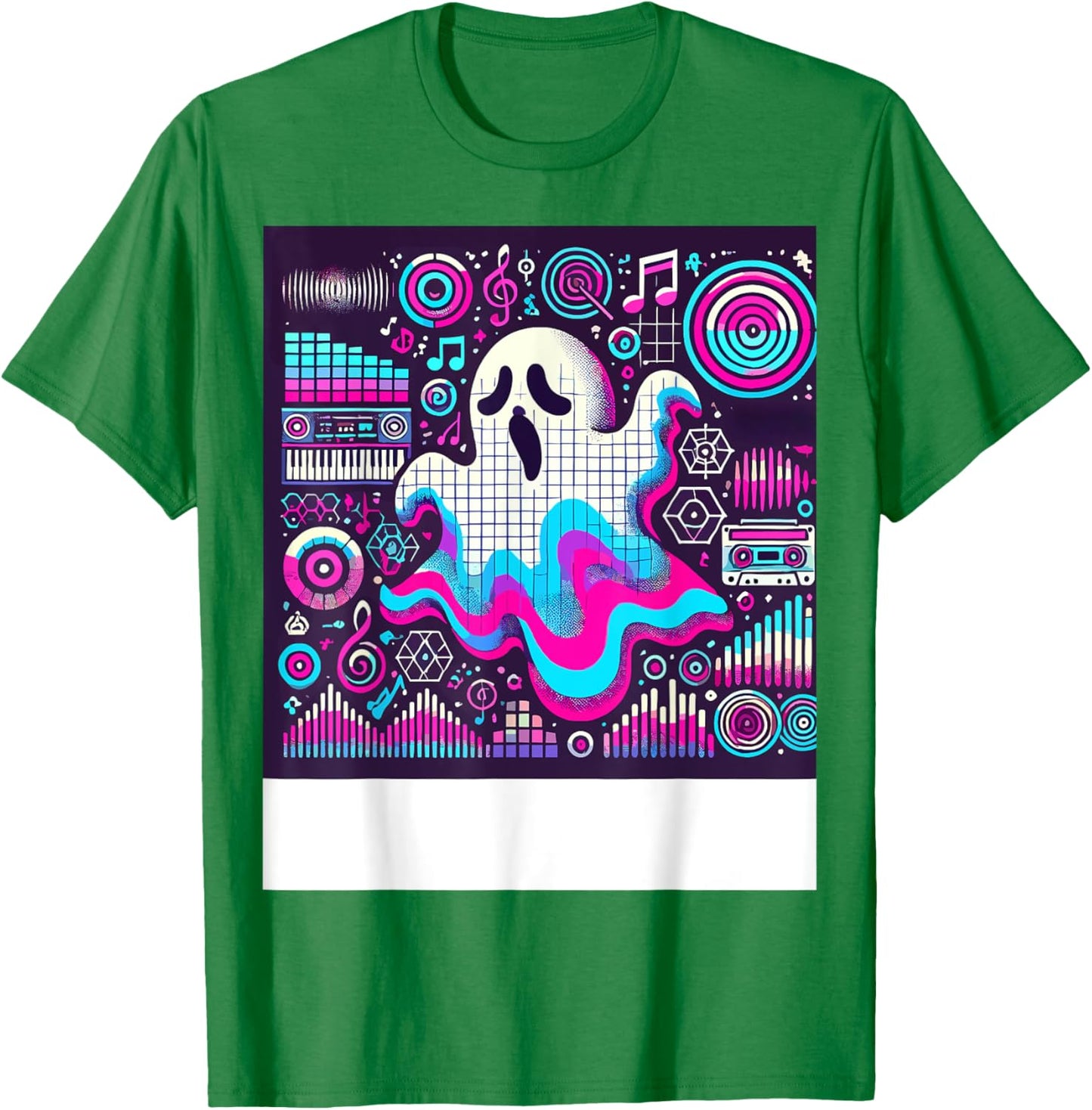 Ghost Trippy Vaporwave Halloween Techno Rave EDM Music Party T-Shirt - T-Shirt | Irish Green