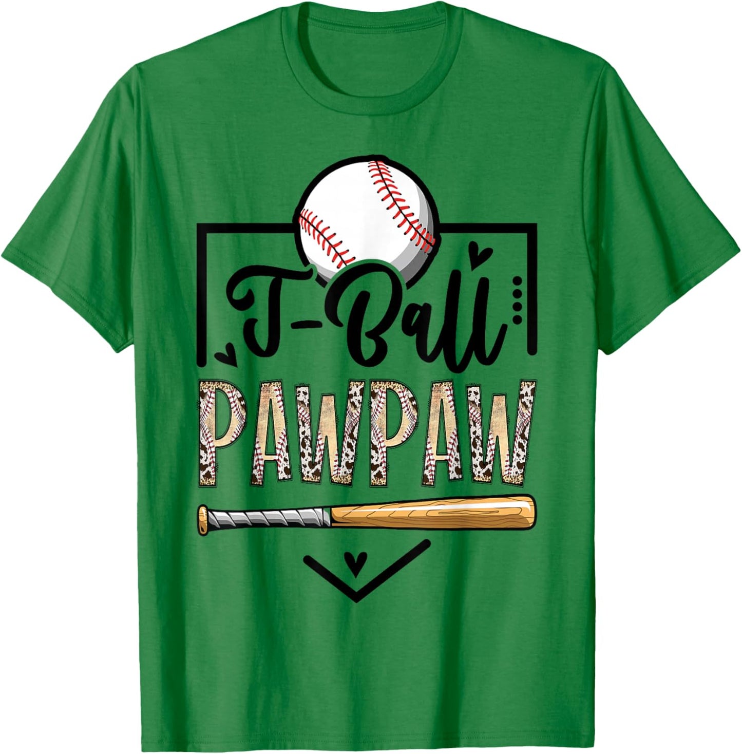 T-Ball Pawpaw Leopard Funny Ball Game Day T-Shirt - T-Shirt | Irish Green