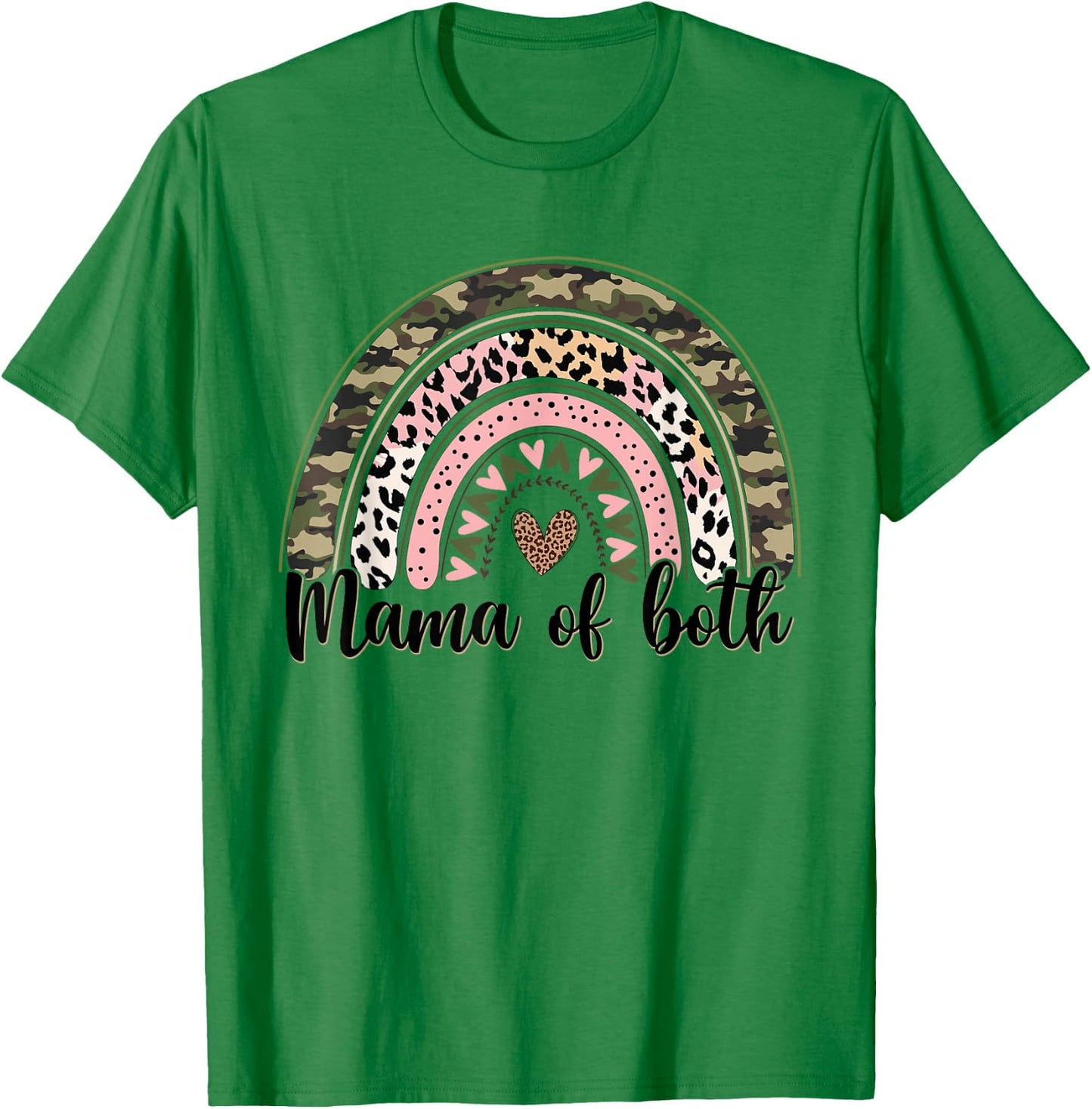 Glitter & Dirt Mom Mama of Both Leopard & Camo Mother's Day T-Shirt - T-Shirt | Irish Green