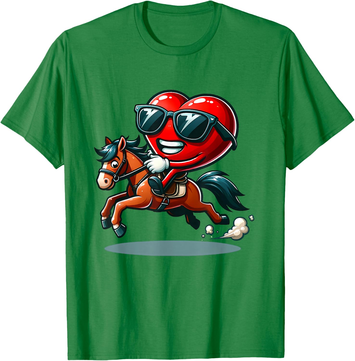 Funny Valentine Horse Riding Lover Horses Enthusiast Hearts T-Shirt - T-Shirt | Irish Green