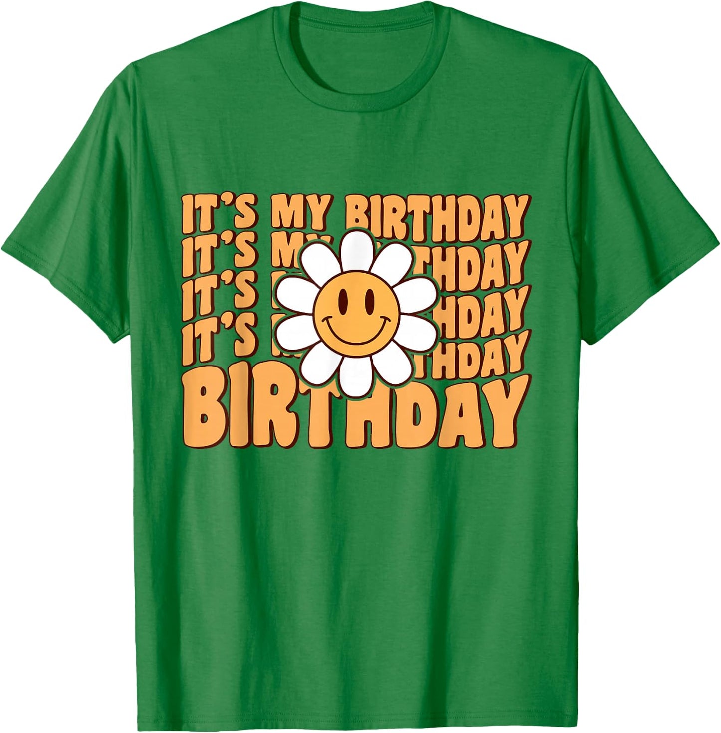 Retro My Birthday Groovy Birthday Flower Women Teens Girls T-Shirt - T-Shirt | Irish Green