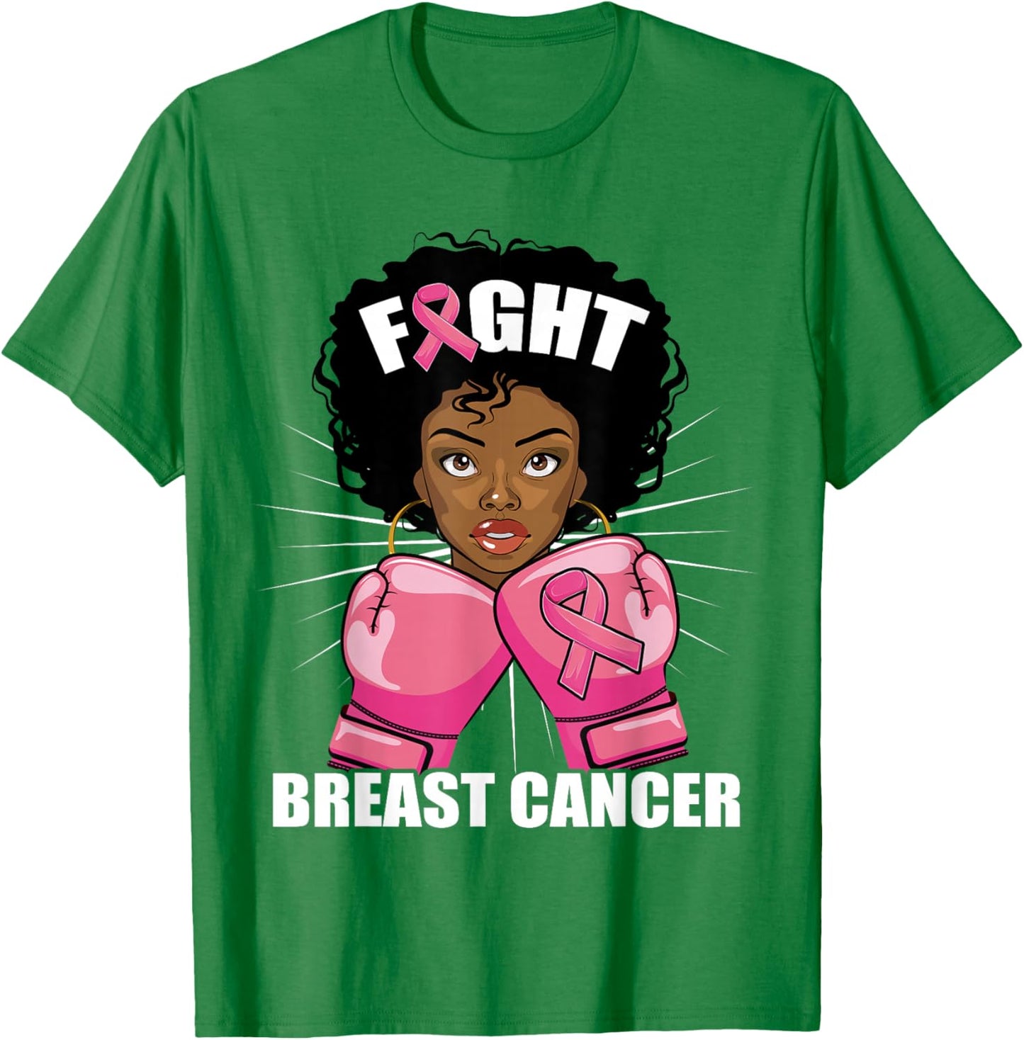 Fight Breast Cancer Awareness African American Black Women T-Shirt - T-Shirt | Irish Green