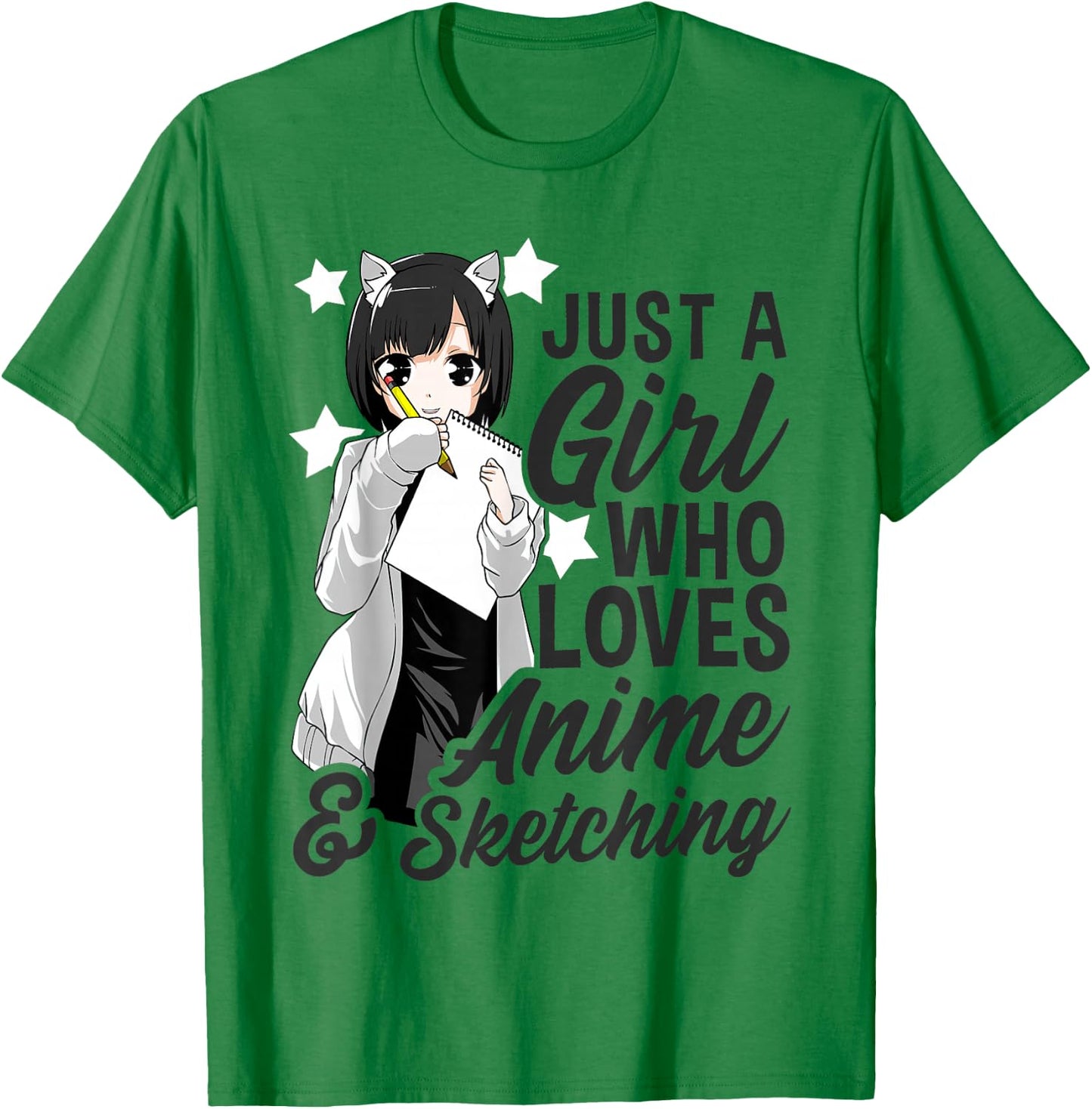Just A Girl Who Loves Anime and Sketching Drawing Anime Kids T-Shirt - T-Shirt | Irish Green