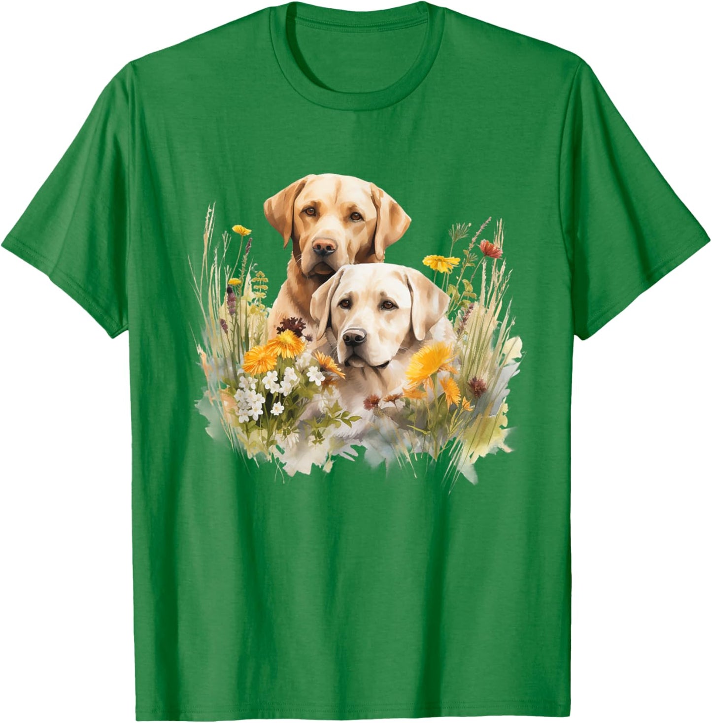 Floral Wildflower Dog Labrador Retriever Men Women Kids T-Shirt - T-Shirt | Irish Green