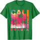 Summer Vacation Palm Trees CA Vintage Tropical California T-Shirt - T-Shirt | Irish Green