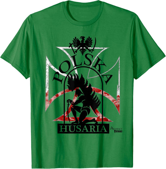 Polska Husaria Polish Hussar Winged Warrior Husaria T-Shirt - T-Shirt | Irish Green