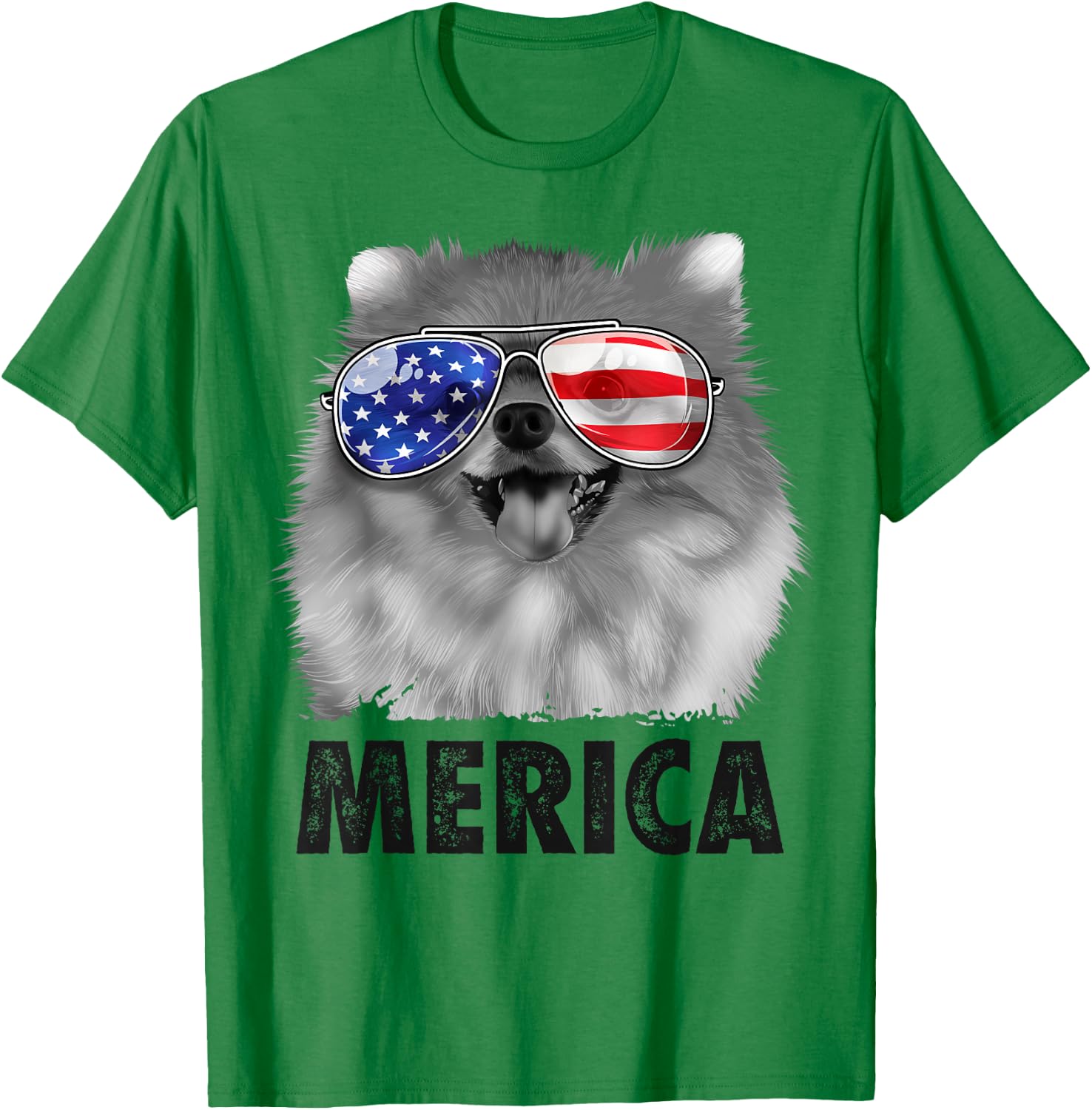 Pomeranian 4th of July Merica Men American Flag Pom Dog T-Shirt - T-Shirt | Irish Green