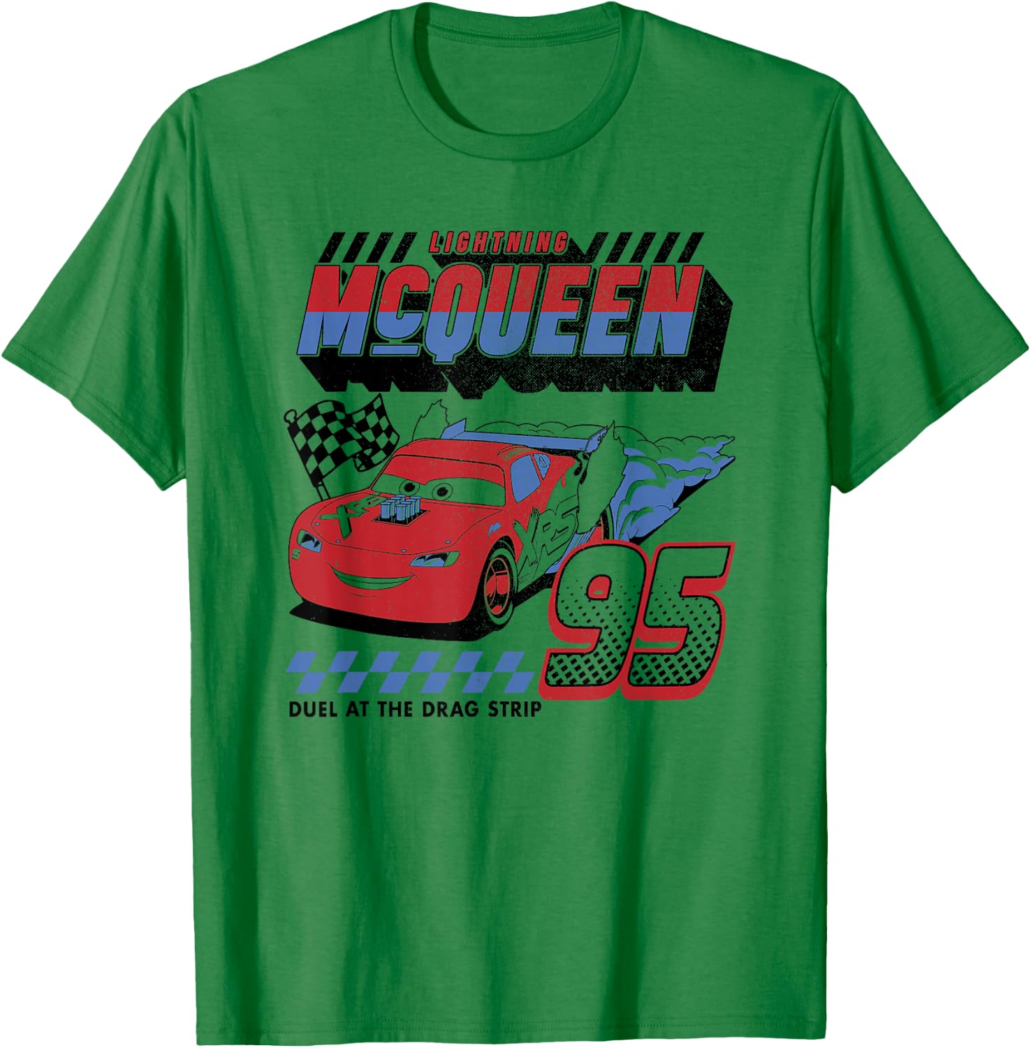 Disney Pixar Cars Lightning McQueen Americana Car Race T-Shirt - T-Shirt | Irish Green
