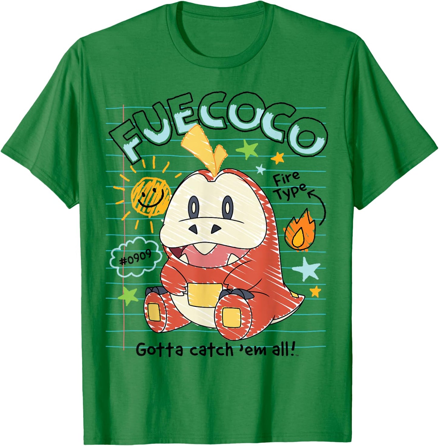 Pokémon - Fuecoco Gotta Catch 'Em All Fire Type #0909 T-Shirt - T-Shirt | Irish Green