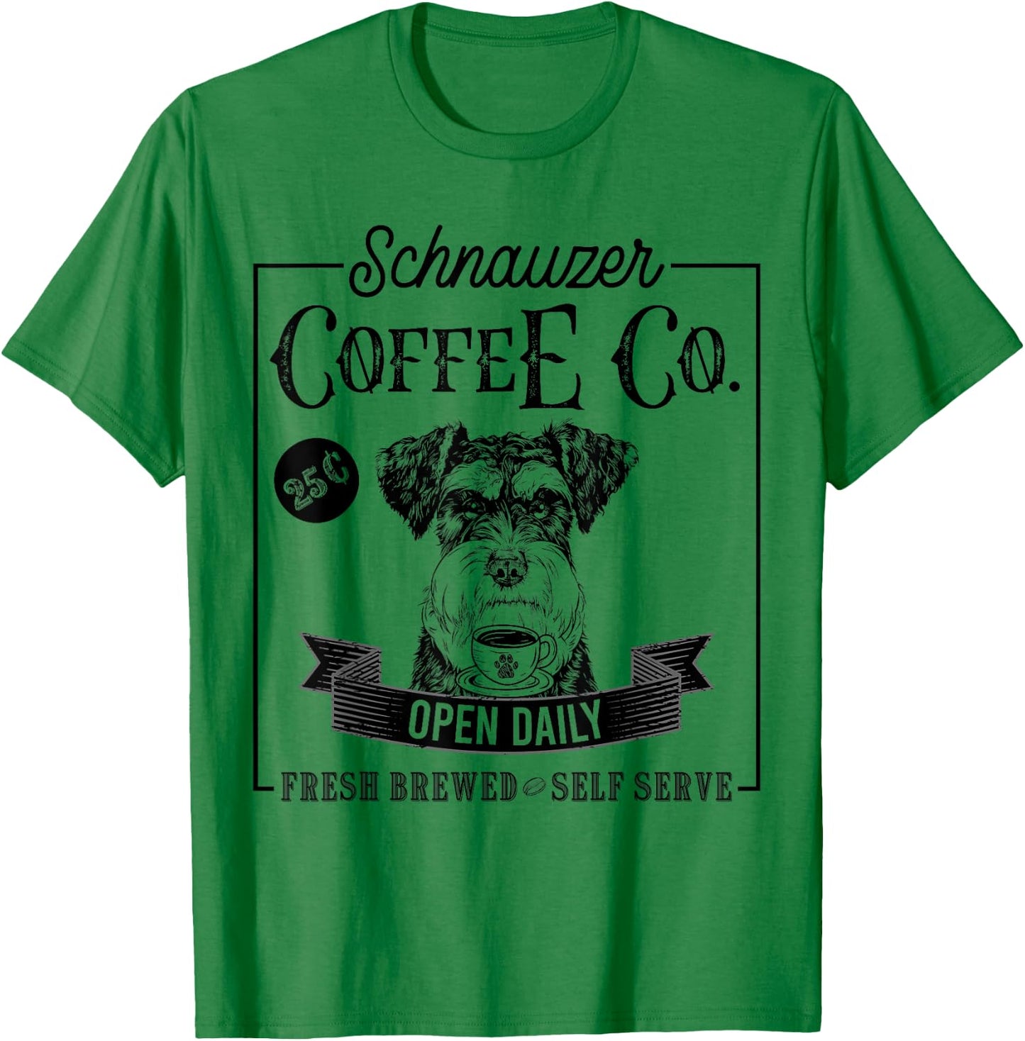 Retro Miniature Schnauzer Coffee Funny Dog Mom Coffee Lover T-Shirt - T-Shirt | Irish Green