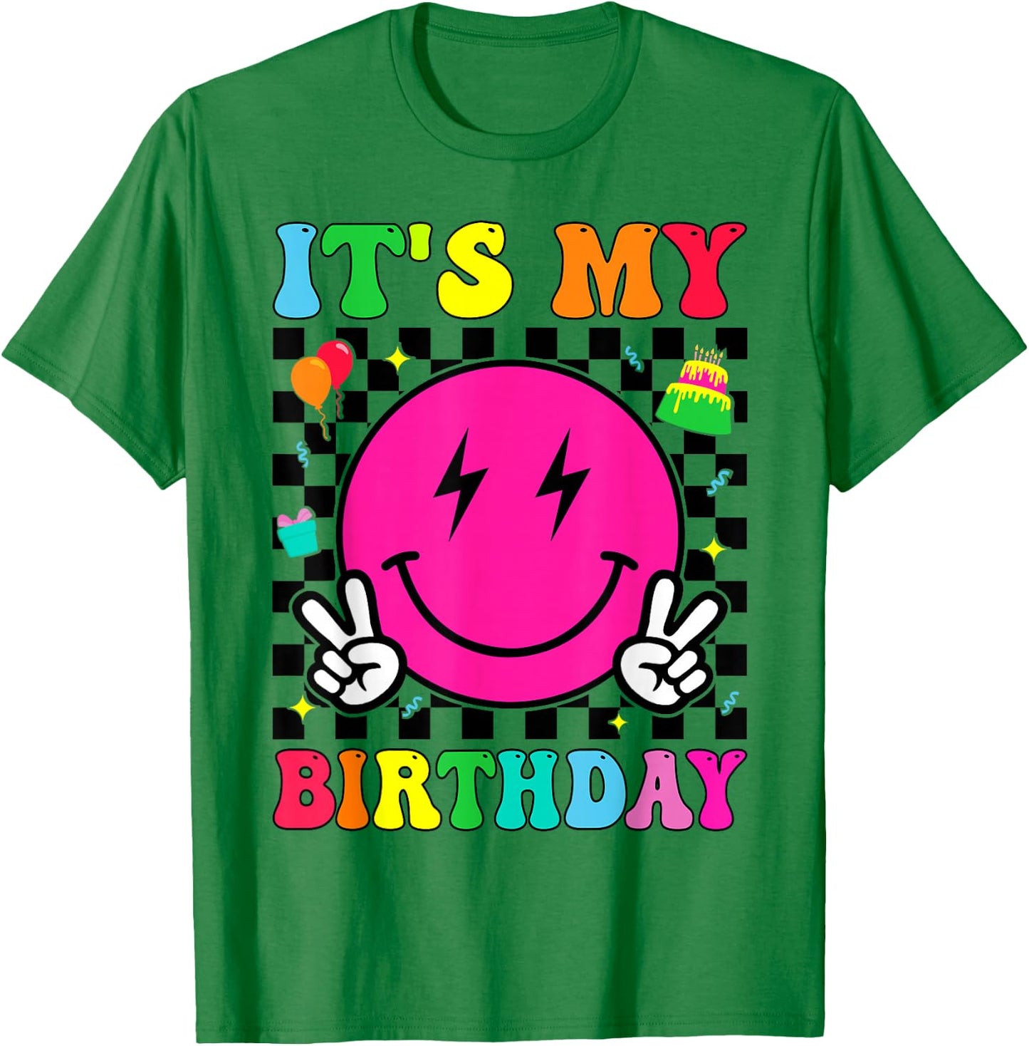Retro Groovy It's My Birthday Men Women Boys Girls Kid Bday T-Shirt - T-Shirt | Irish Green