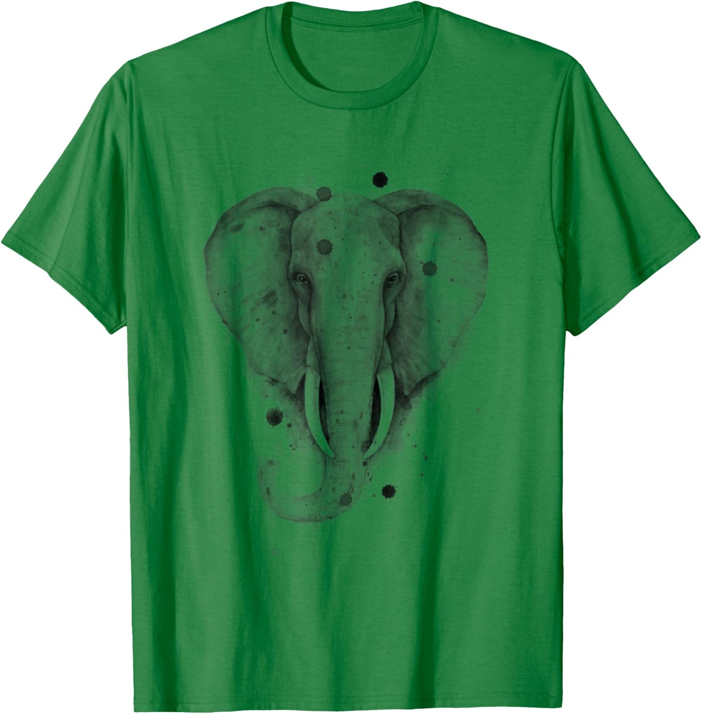 Black and White Watercolor Elephant Wildlife Beauty Animal T-Shirt - T-Shirt | Irish Green