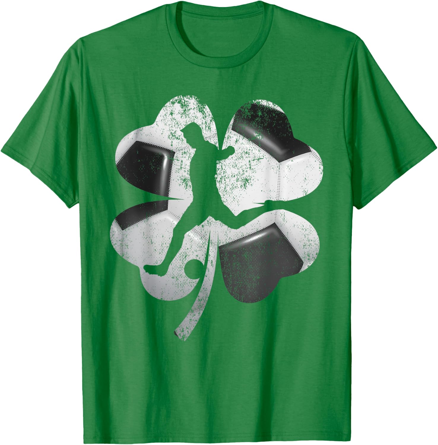 Soccer Player Silhouette & Shamrocks Saint Patricks Day Boy T-Shirt - T-Shirt | Irish Green
