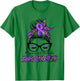 Purple Ribbon Messy Bun Migraine Headache Awareness Month T-Shirt - T-Shirt | Irish Green