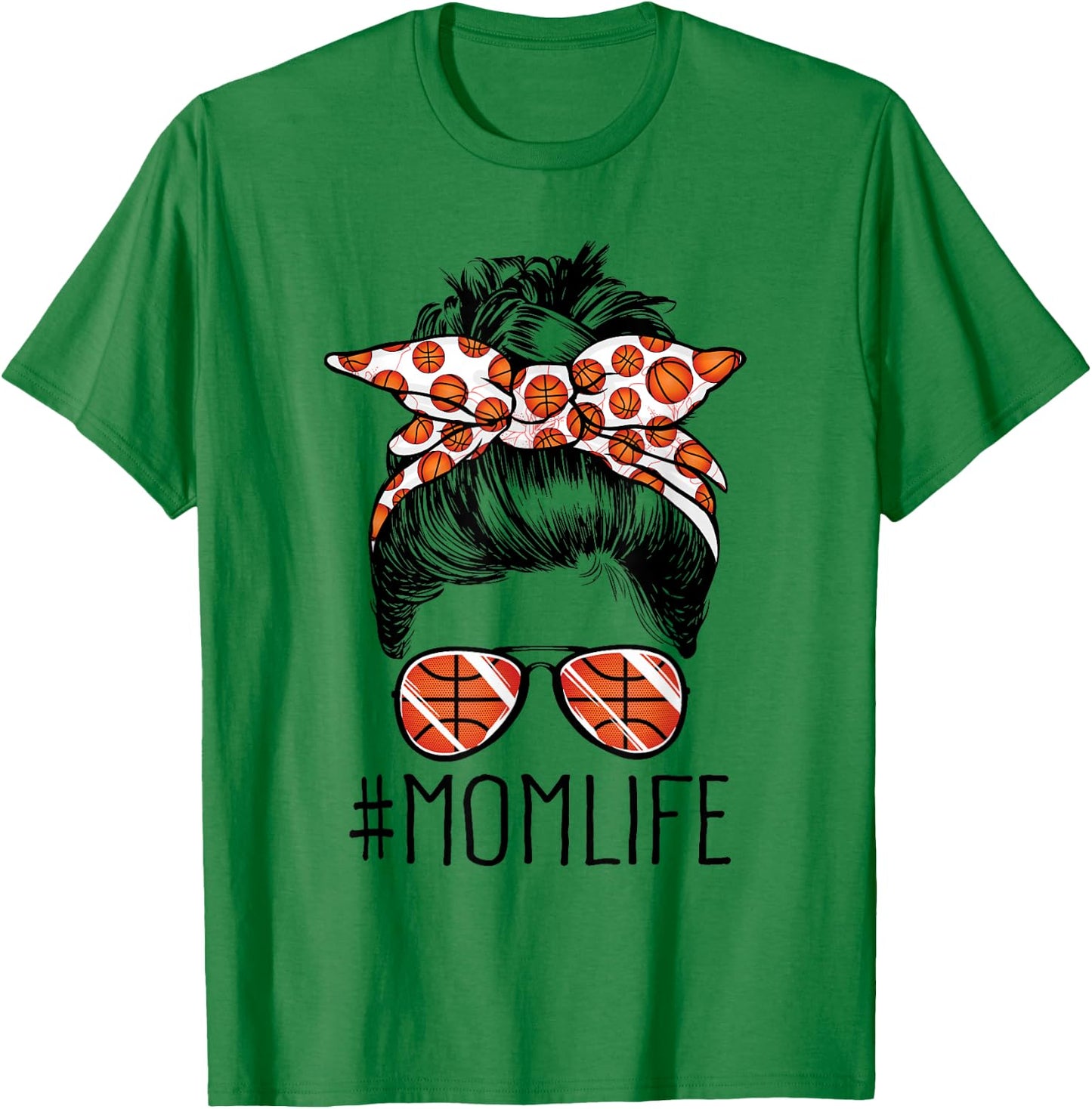 Mom Life Basketball Mom Mothers Day 2021 Messy Bun Funny T-Shirt - T-Shirt | Irish Green