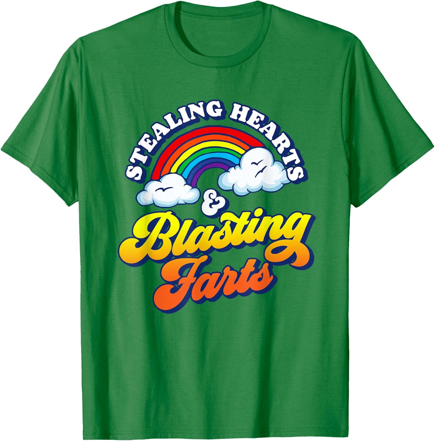 Stealing Hearts & Blasting Farts Funny Rainbow Valentines T-Shirt - T-Shirt | Irish Green