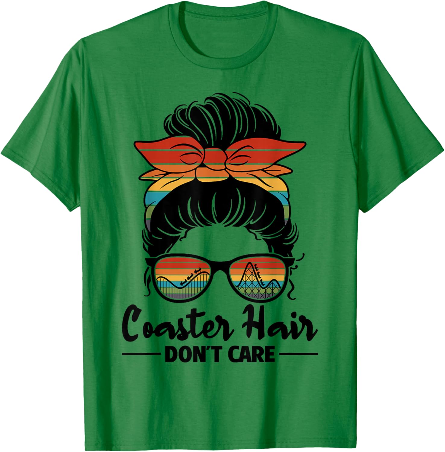 Coaster Hair Don't Care Roller Coaster Women Rollercoaster T-Shirt - T-Shirt | Irish Green