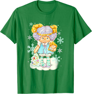 Strawberry Shortcake Christmas Cute Angel Cake Snow Portrait T-Shirt - T-Shirt | Irish Green