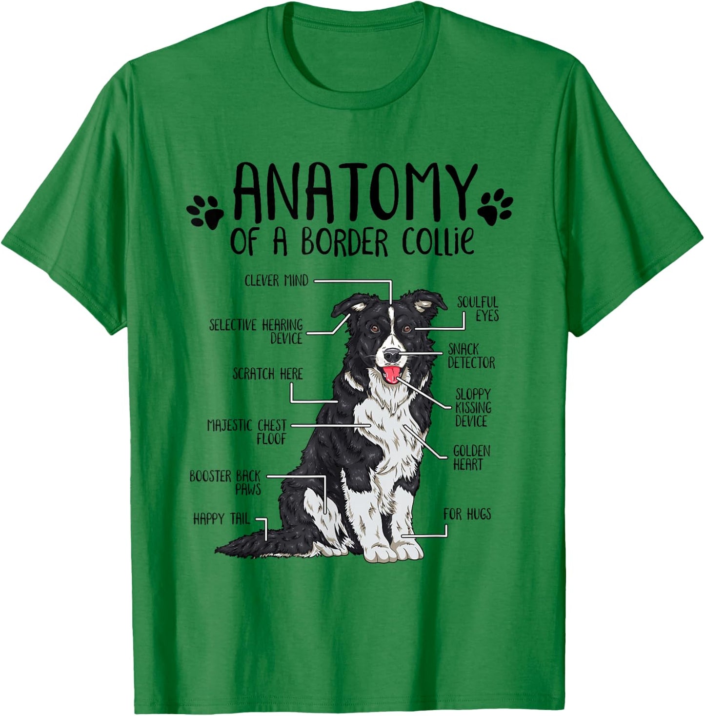 Funny Anatomy Border Collie Dog Lover Border Collie Owner T-Shirt - T-Shirt | Irish Green