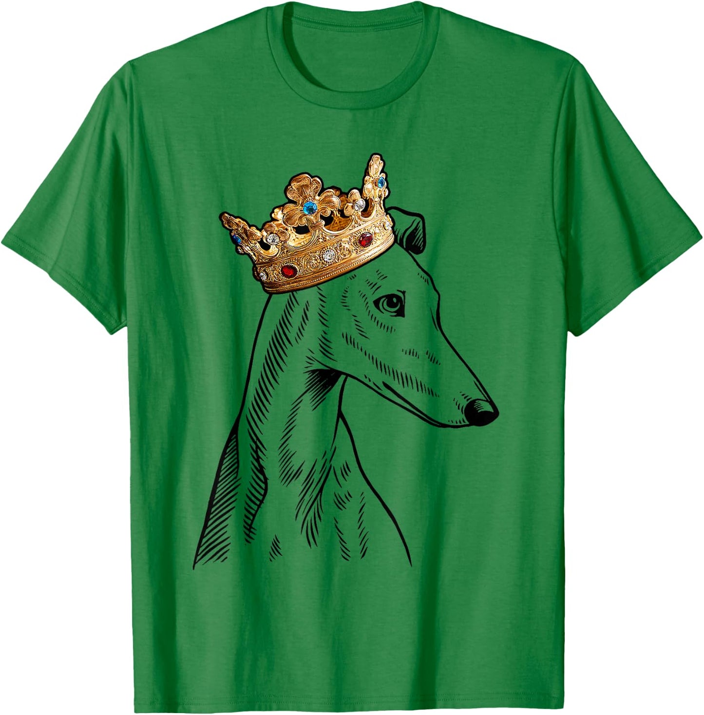 Greyhound Dog Wearing Crown T-Shirt - T-Shirt | Irish Green