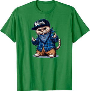 LIL HOMIE Cute Cholo Cat Chicano Art West Coast Hip Hop T-Shirt - T-Shirt | Irish Green