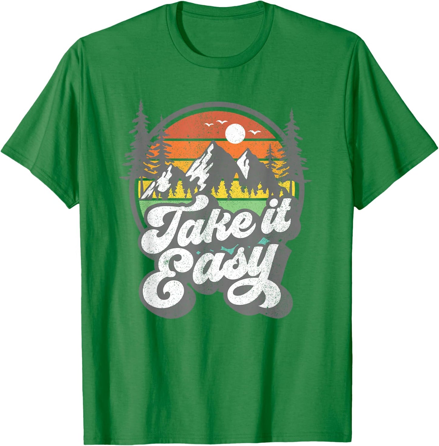 Take It Easy Retro Camping Hiking Camper Outdoor Hiker Gift T-Shirt - T-Shirt | Irish Green
