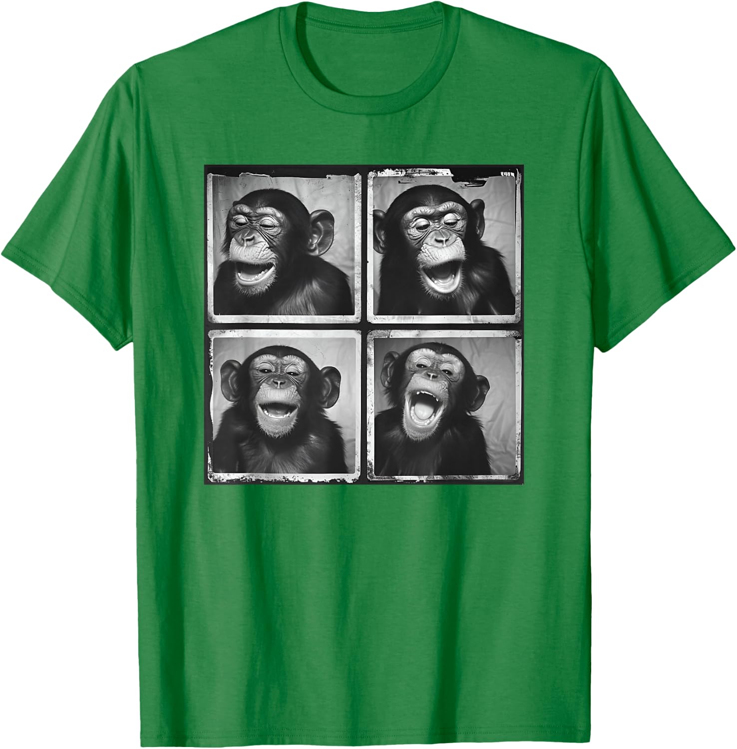 Laughing Chimpanzee Face Portrait Quirky Funny Zoo Animal T-Shirt - T-Shirt | Irish Green