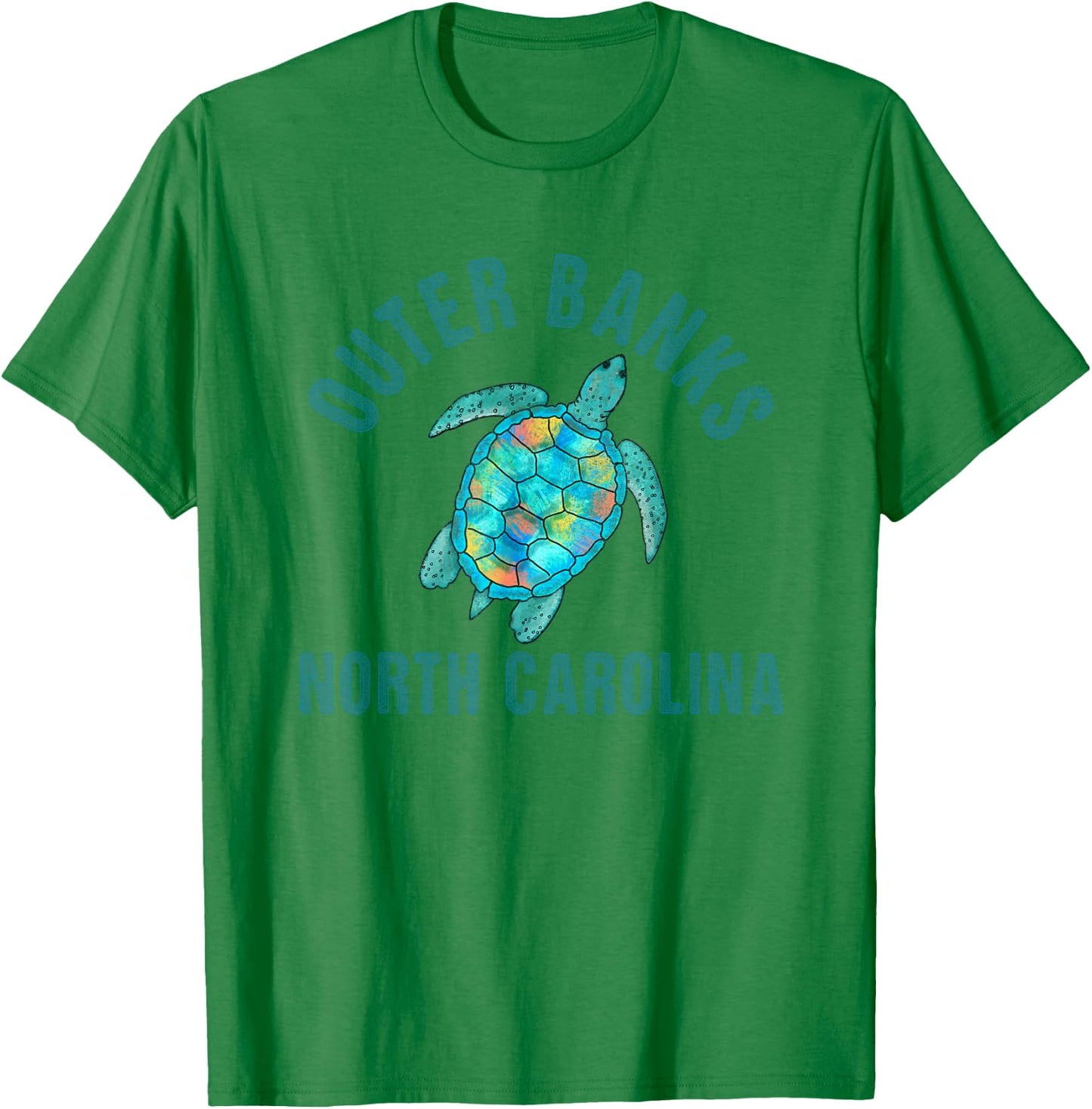 Outer Banks, NC Beach Design/Sea Turtle Illustration Gift T-Shirt - T-Shirt | Irish Green